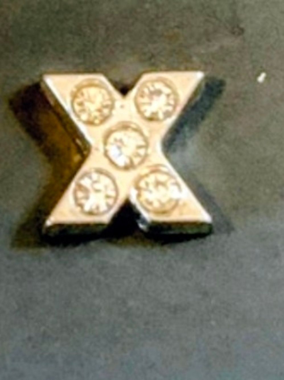 Silver X Charm with Clear Crystal Accents